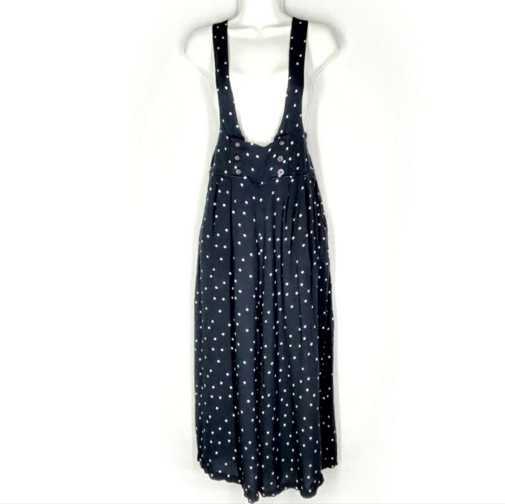 Free People, High-Waisted Jumpsuit, Size 0, polka-dot, black and white